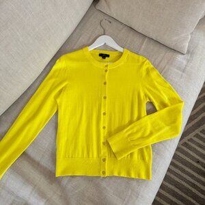 J. CREW 100% Cotton Classic Button-Front Cardigan – Bright Yellow (Size M)